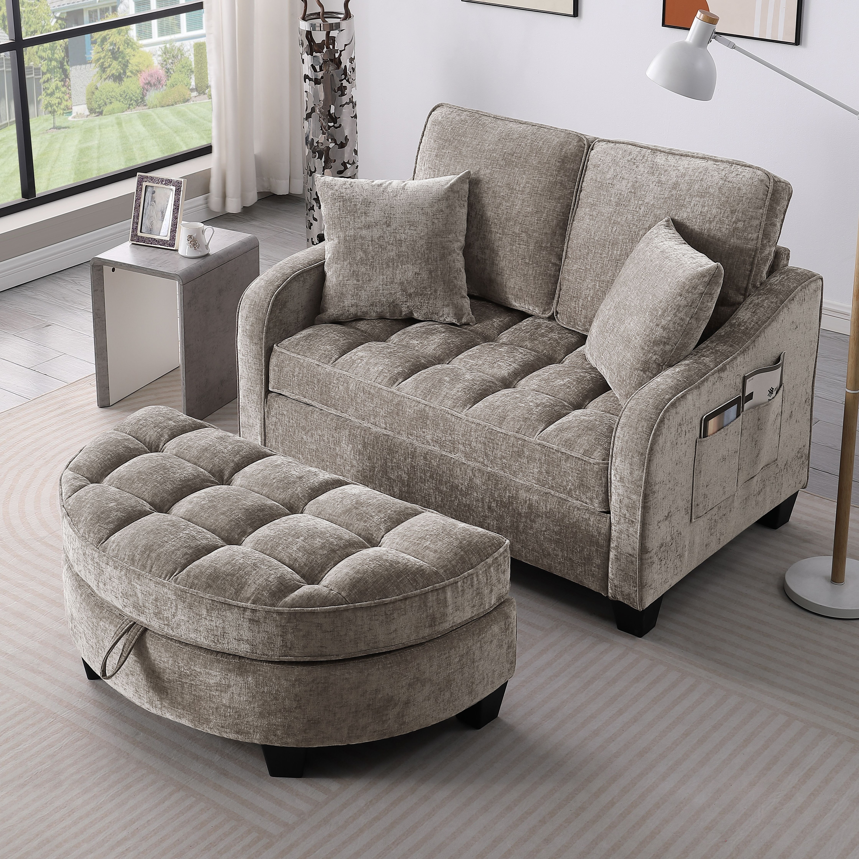 Two-seater sofa double sofa chaise longue with irregular armrests and backrests