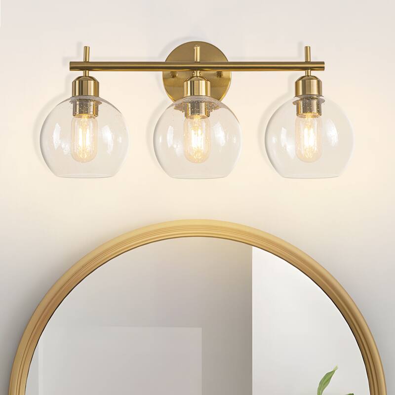 Starsky Modern 3-Light Dimmable Vanity Light with Seeded Glass Globes