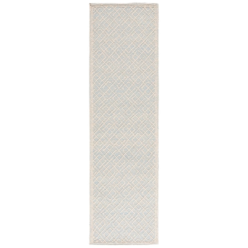 Martha Stewart by SAFAVIEH, Handmade Crocifissa Wool Rug - 2'3" x 8' Runner - Ivory/Blue