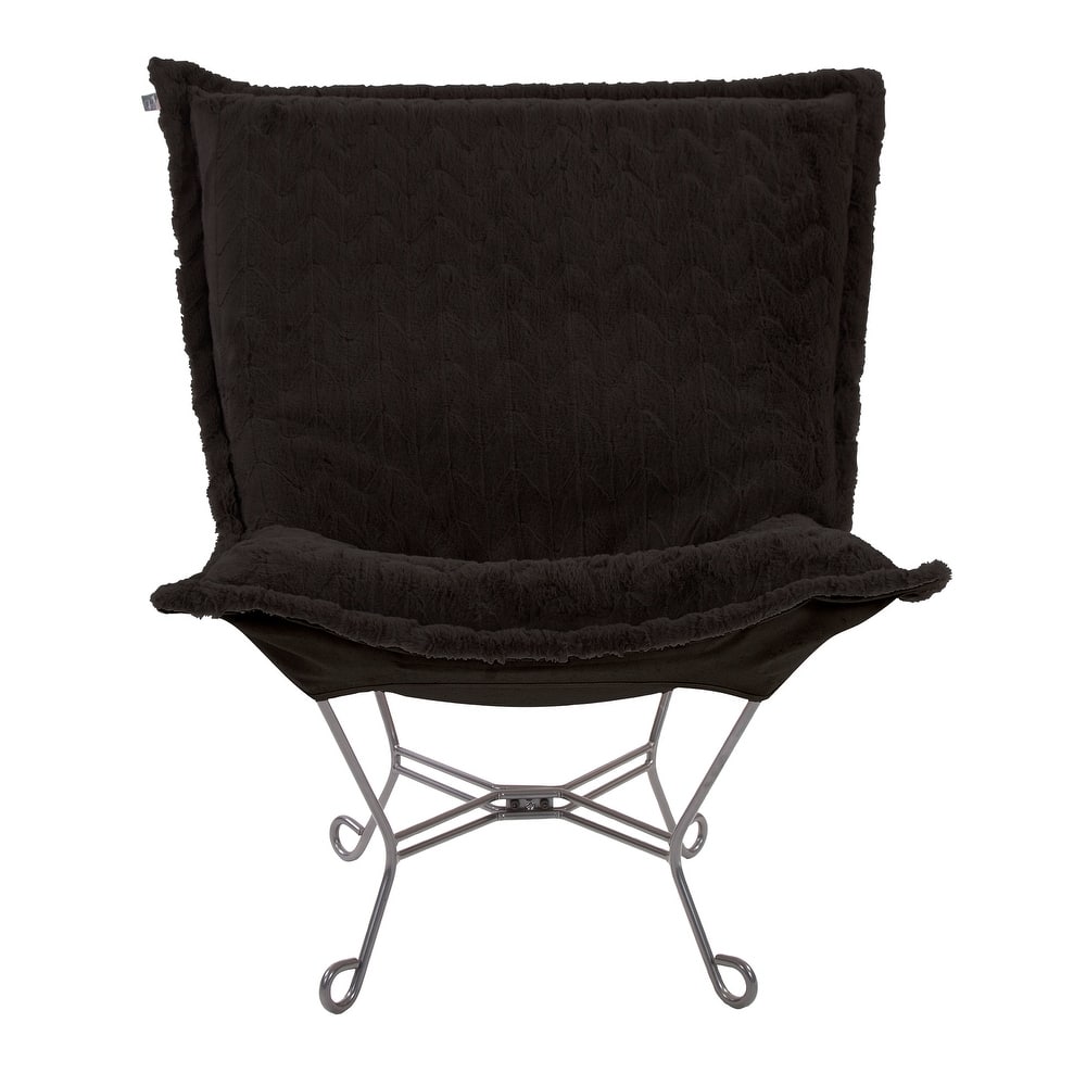 Allan Andrews Scroll Puff Chair with Titanium Frame, Angora Collection