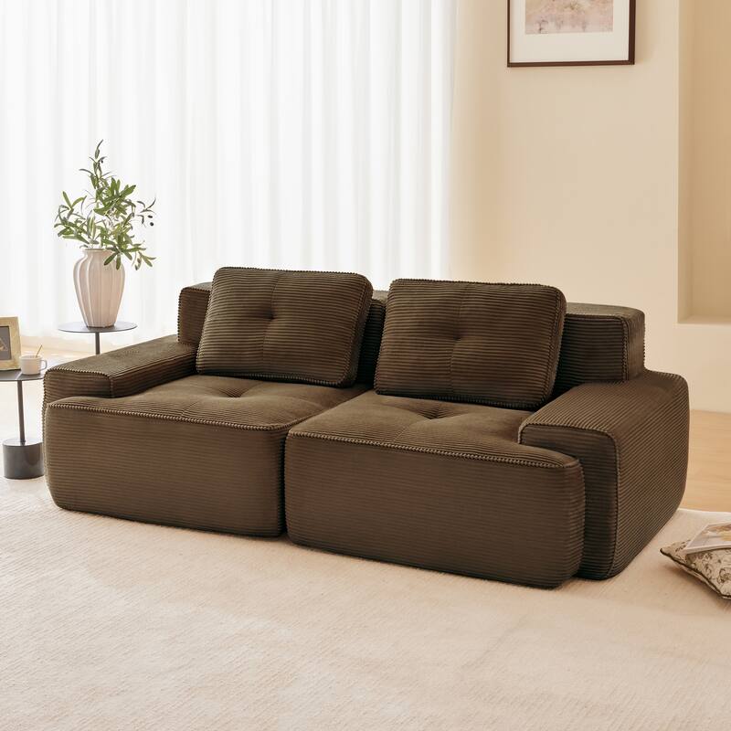 Rossetta Modern Modular Sectional Corduroy Fabric Ribbed Texture Deep Seat Sofa