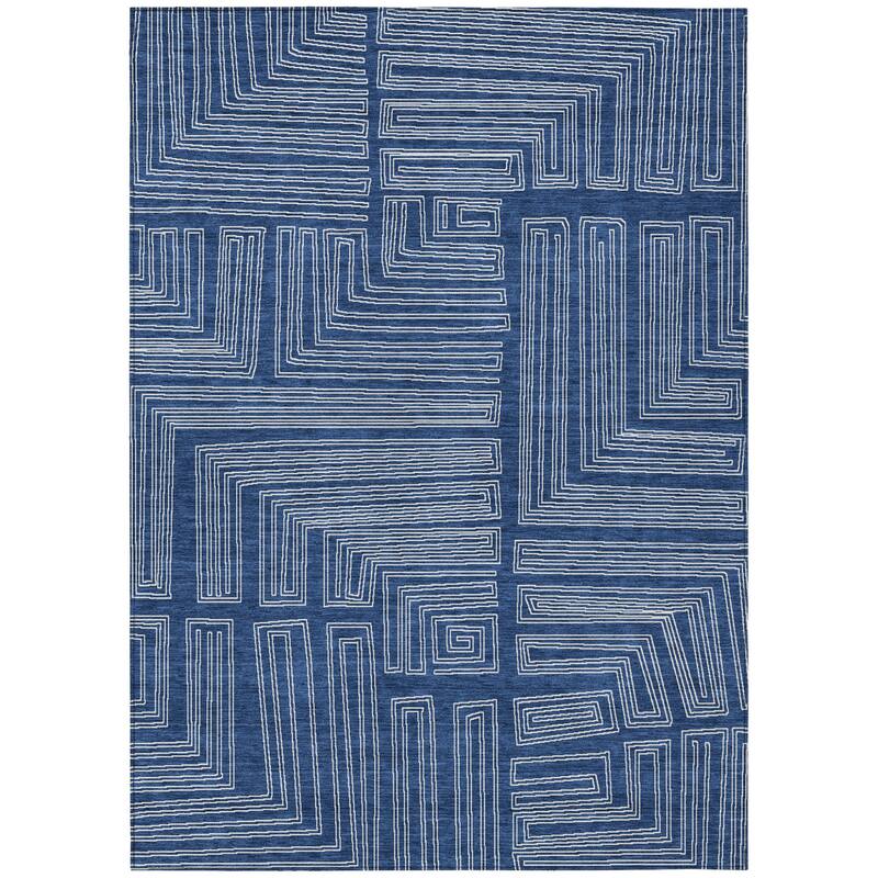 HomeRoots Geometric Transitional Rectangle Outdoor Rug - 8' X 10'