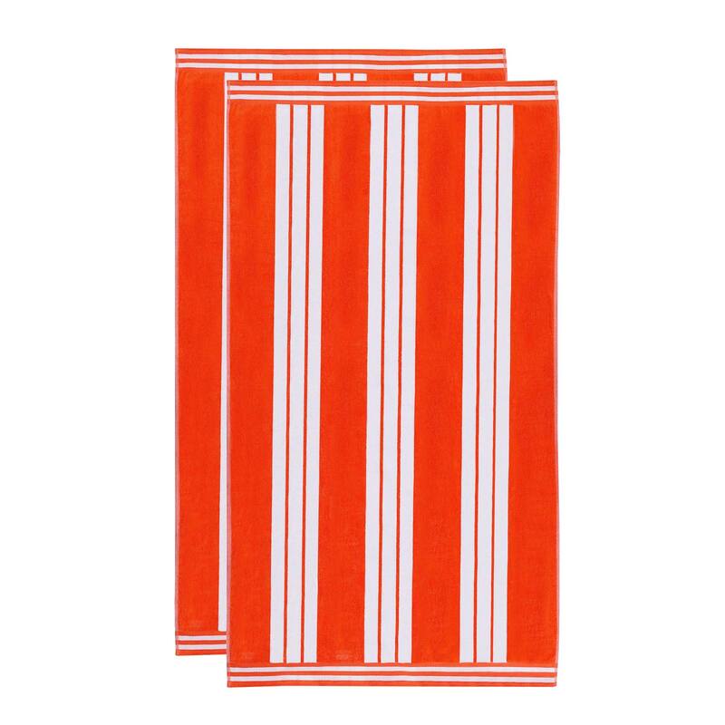 Superior Striped Large Oversized Cotton Beach Towel - Set of 2