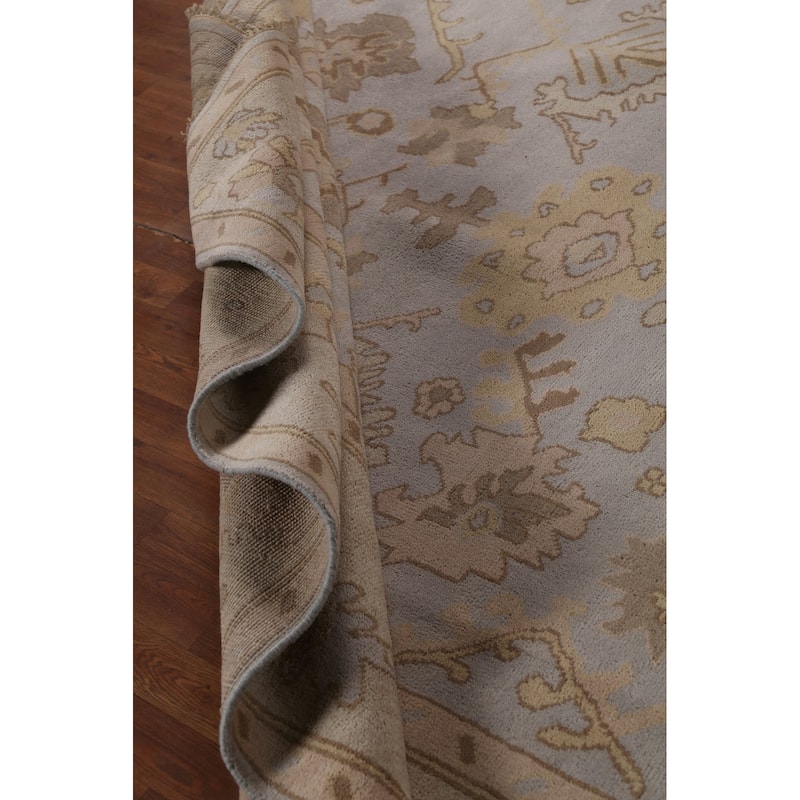 Earth Tone Oushak Indian Area Rug Hand-Knotted Wool Carpet - 9'1" x 11'10"