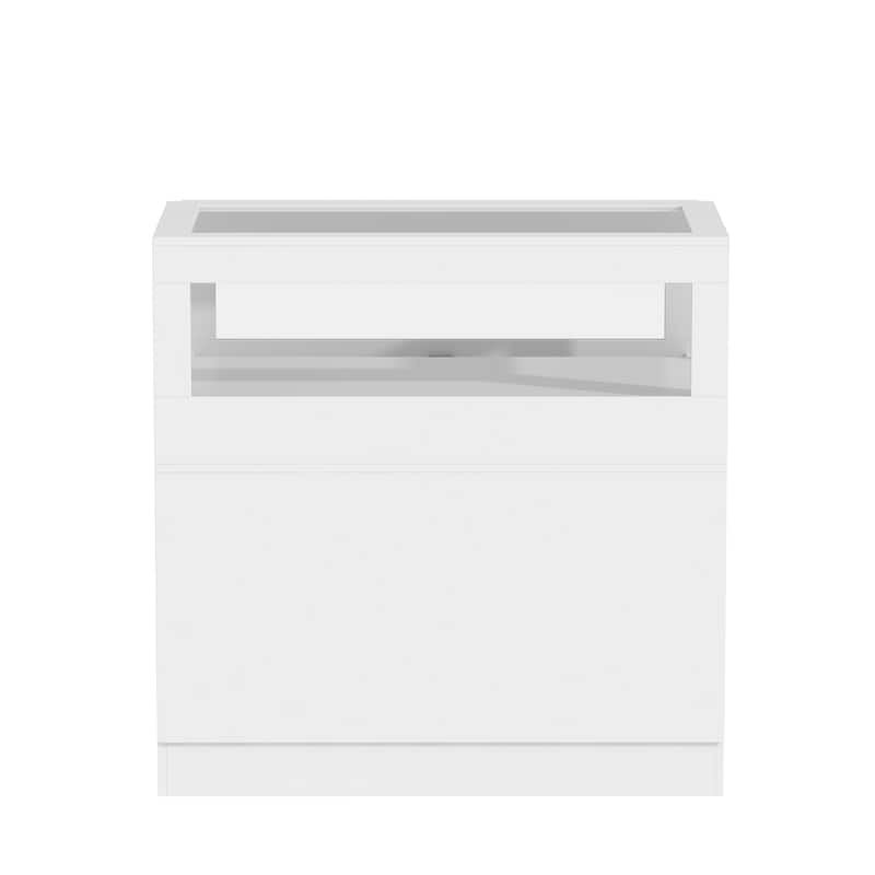 Display Cabinet with Tempered Glass Top and Lockable Storage Closet - 39.4"