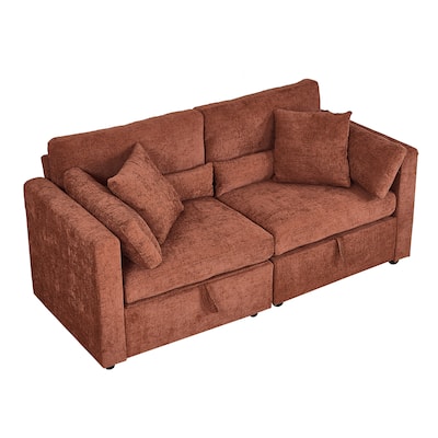 Chenille 2-Seater Sofa, Solid Wood and Rustproof Feet