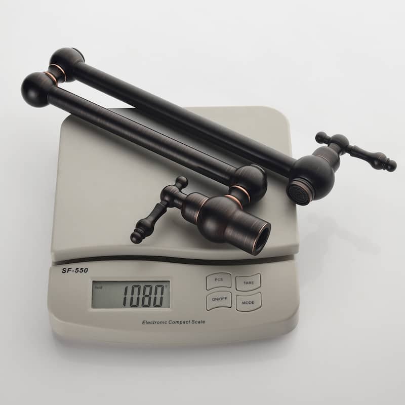 2-Handle Wall Mounted 180°horizontal rotation Pot Filler in Oil Rubbed Bronze