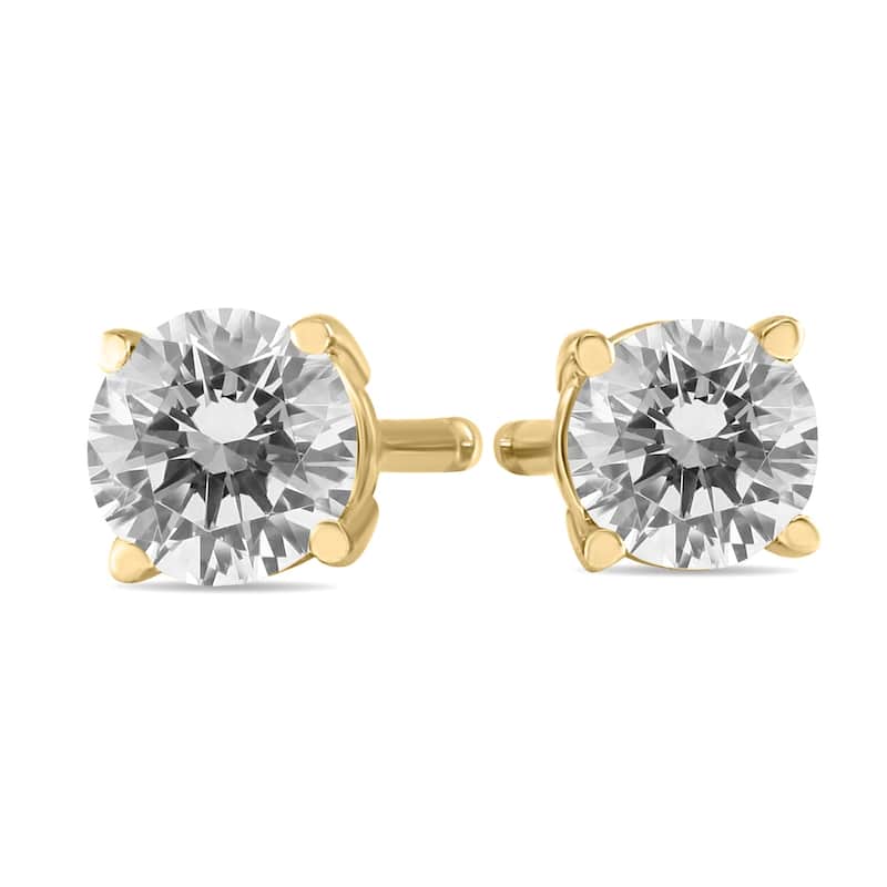 Marquee 1/4 Carat TW Round Diamond Solitaire Stud Earrings In 14k Yellow Gold