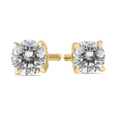 Marquee 1/4 Carat TW Round Diamond Solitaire Stud Earrings In 14k Yellow Gold