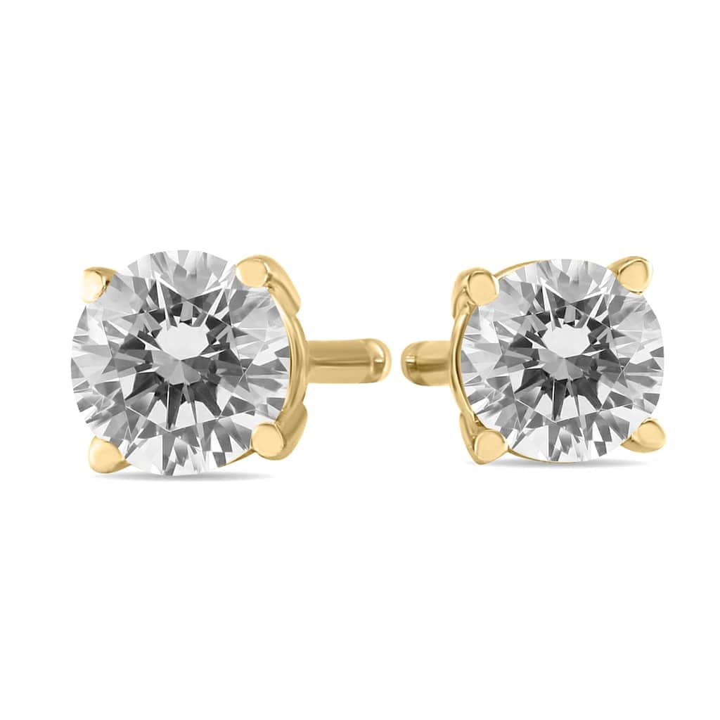 Marquee 1/4 Carat TW Round Diamond Solitaire Stud Earrings In 14k Yellow Gold