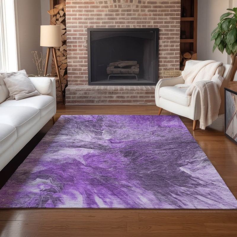 Machine Washable Indoor/ Outdoor Chantille Contemporary Splash Rug - Purple - 9' x 12'