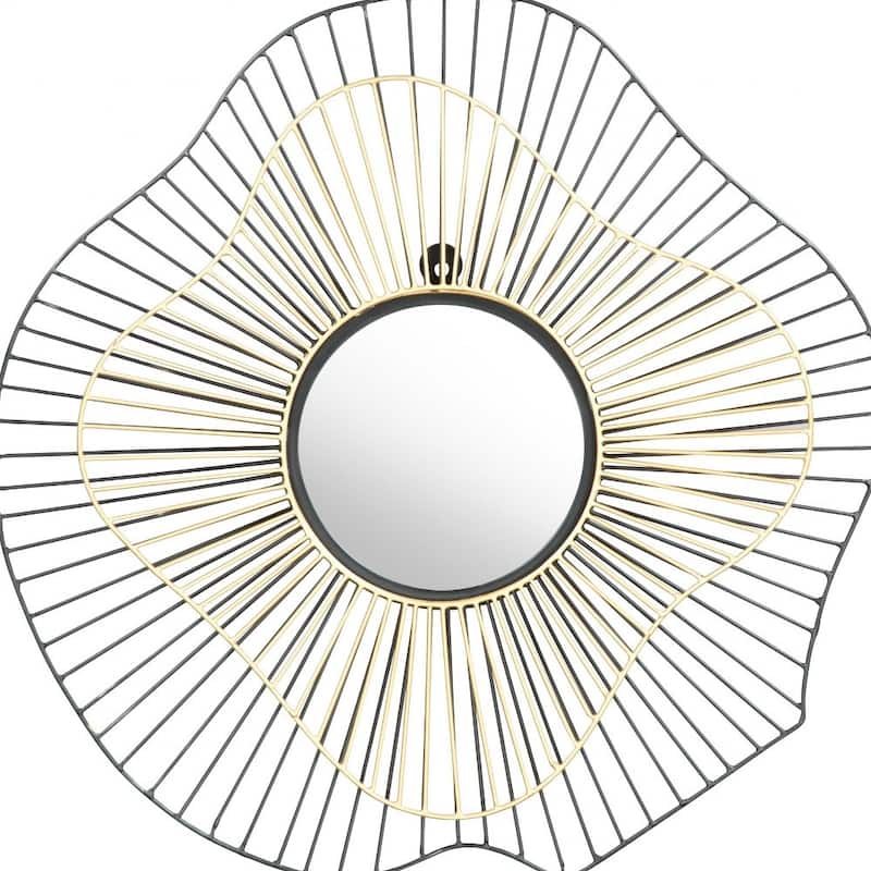HomeRoots 22" Black Abstract Metal Framed Accent Mirror