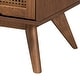 preview thumbnail 4 of 13, Rina Mid-Century Modern Ash Walnut Finished Wood 3-Piece/ 4-Piece Bedroom Set with Synthetic Rattan(Multiple Bed Sizes)
