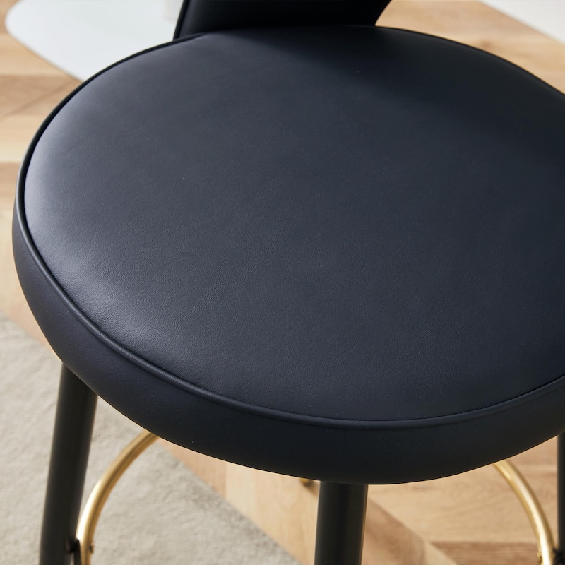 360 ° Rotatable Bar Chair,Modern Pu Comfortable Upholstered Bar Chair With Metal Legs