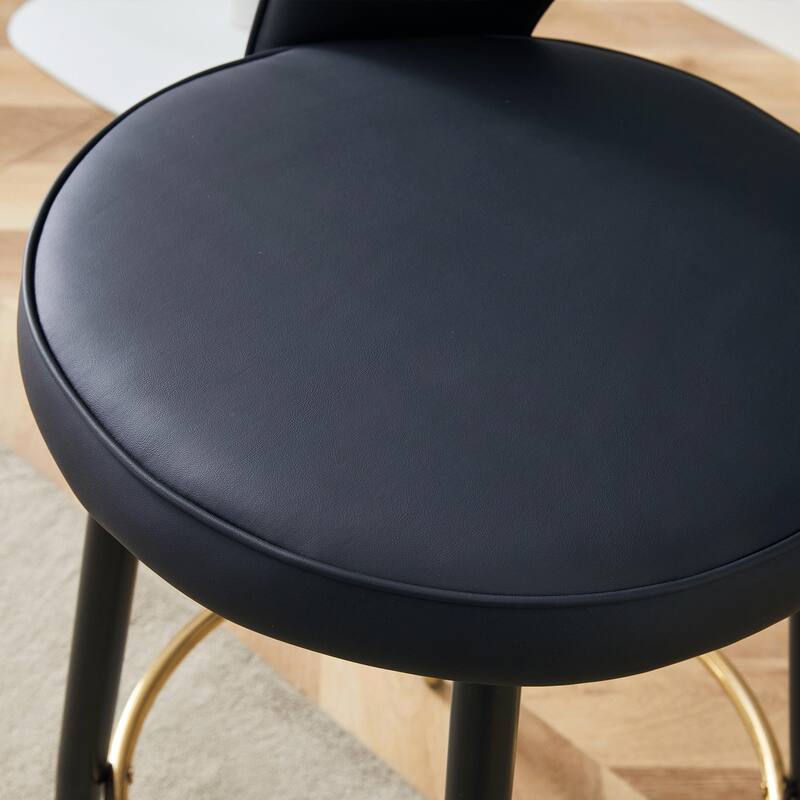 360 ° rotatable bar chair, Modern PU Upholstered Bar Chair with Metal Legs for Dining Room, Kitchen, Terrace, Set Of 2
