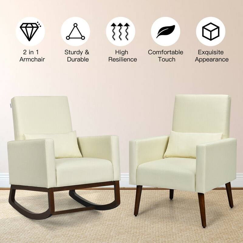 Gymax 2-in-1 Fabric Upholstered Rocking Chair Nursery Armchair with - See Details