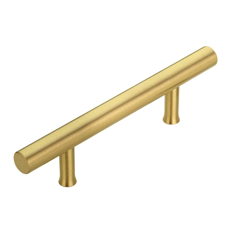 3 Inch Hole Center Copper Kitchen Cabinet Handles 100% Solid Brass Drawer Pulls (5-PACK) - Brushed Gold