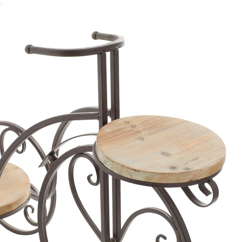 Brown Metal Indoor Outdoor 2 Tier Bike Indoor Outdoor Plantstand - 25 x 10 x 19
