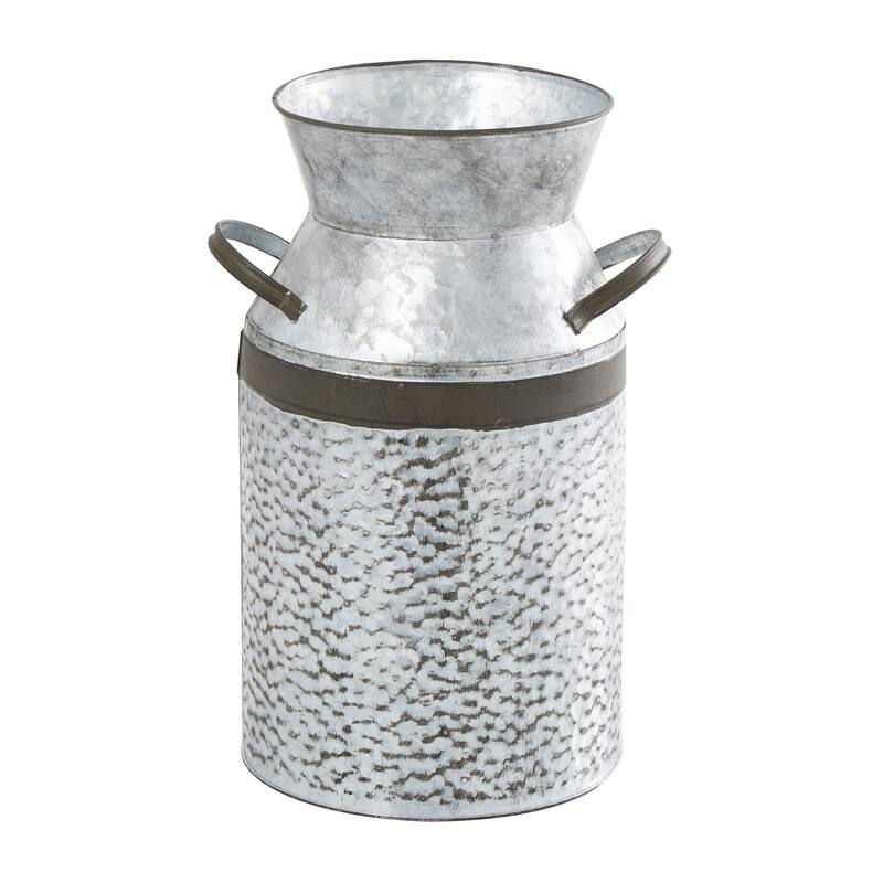 Gray Metal Milk Can Vase