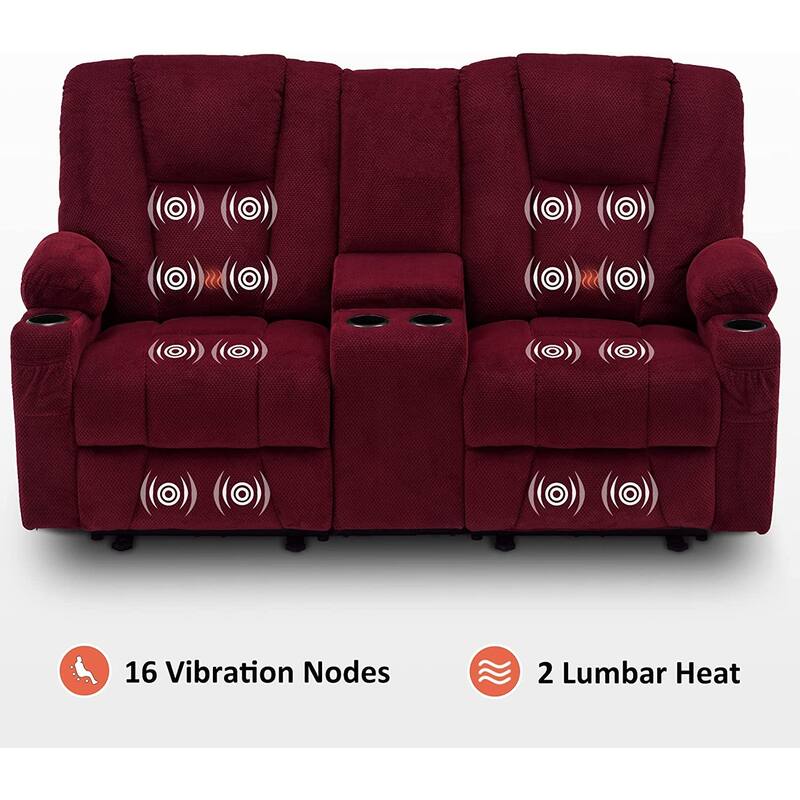MCombo Electric Power Reclining Sofa with Massage and Lumbar Heat, Fabric 6015/6025/6035/6045