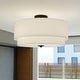 preview thumbnail 1 of 10, Burnaby White Linen Semi-flush Drum Ceiling Light 20.5-in W x 10.75-in H x 20.5-in D - Black