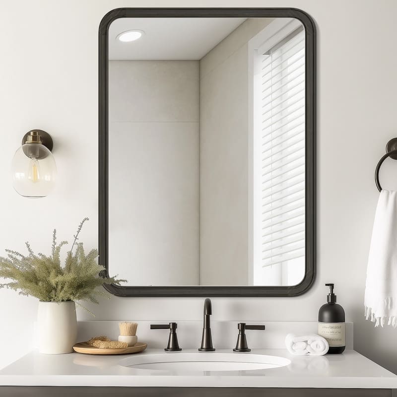 Pine Wooden Framed Standard Farmhouse Style Rectangle Wall Mirror