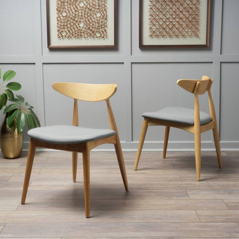 Set of 2 Retro Rubberwood Chairs with Ergonomic Back & Plush Cushions