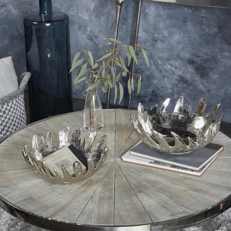 Aluminum Metal Decorative Bowl - Set of 2 Silver, Gold, Black - Roche River Decor