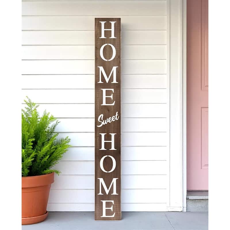 HomeRoots 72" Brown And White Solid Wood Home Sweet Home Porch Sign - White/Brown - Wood