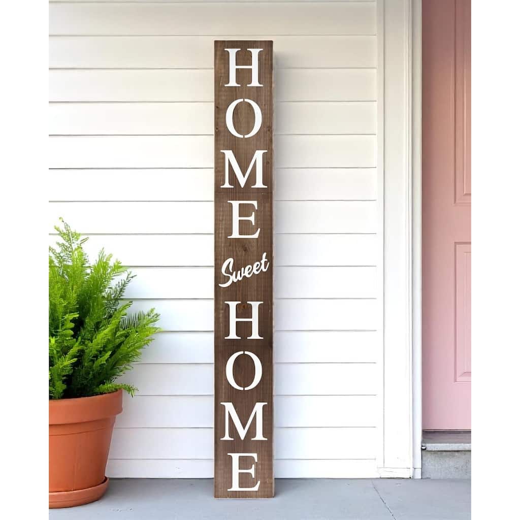HomeRoots 72" Brown And White Solid Wood Home Sweet Home Porch Sign