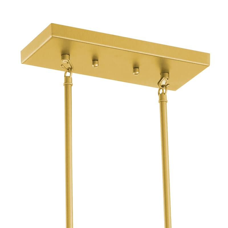 Mid-century Modern 5-light Gold Rectangle Dining Room Chandelier with Crystal Glass - UL - 37 inches
