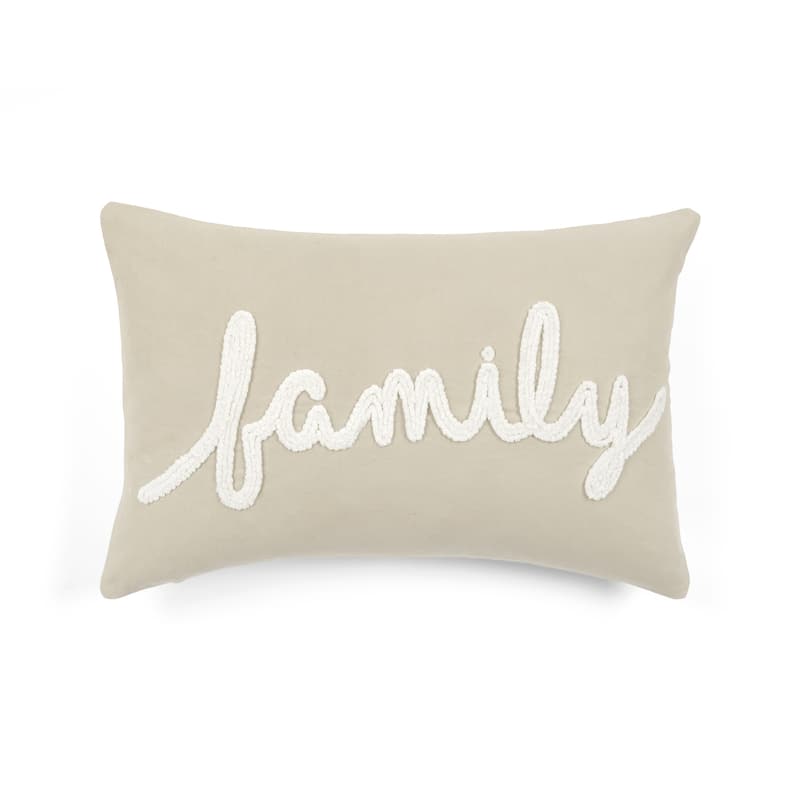 Lush Decor Family Chenille Embroidery Script Cotton Decorative Pillow Cover