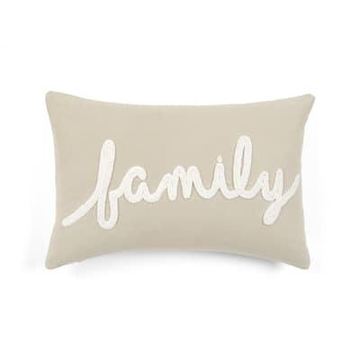 Lush Decor Family Chenille Embroidery Script Cotton Decorative Pillow Cover
