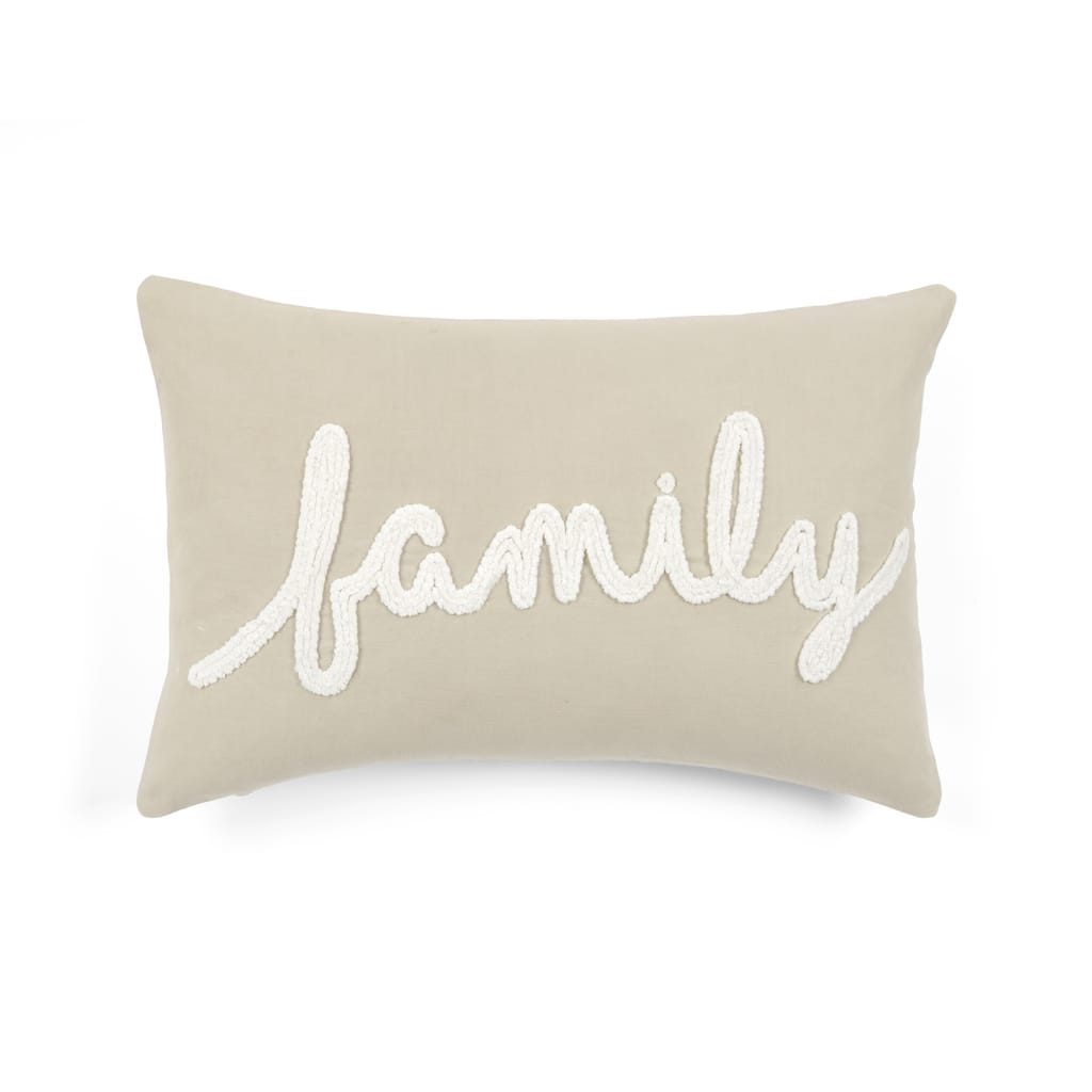 Lush Decor Family Chenille Embroidery Script Cotton Decorative Pillow Cover
