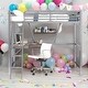 preview thumbnail 2 of 11, Twin Size Loft Metal & MDF Bed with Desk and Shelf,Sturdy Metal Frame,Safety for Kids,No Box Spring Needed,Silver