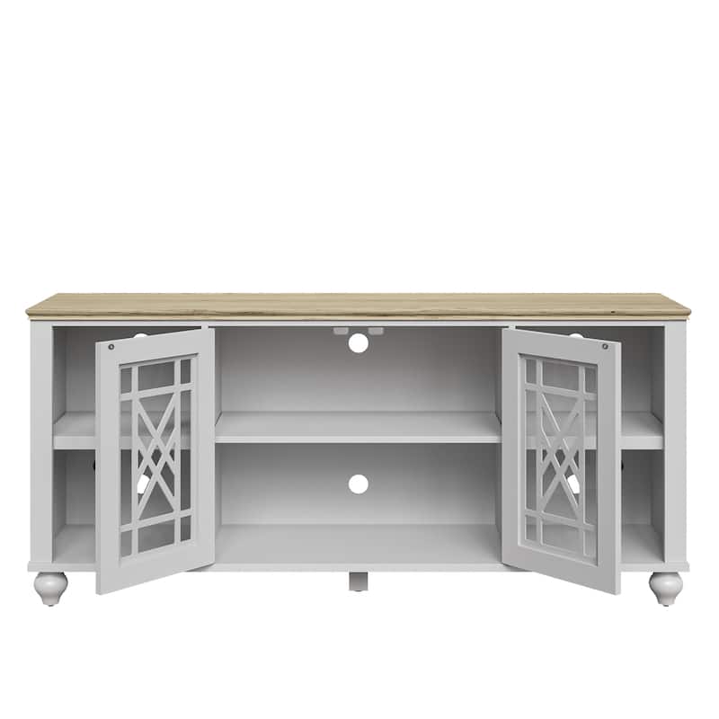 Vintage TV Stand with Carved Doors for Large Size TV