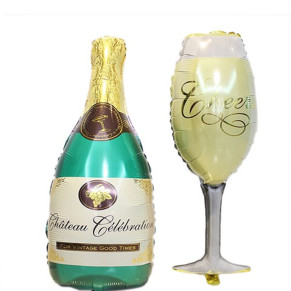 Shop Bar Decor Foil Wine Glass Champagne Bottle Shaped ...