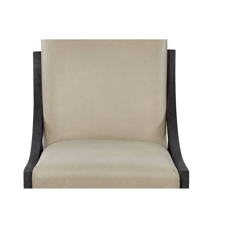 Leather Sling Chair Set of 2 in Black Peppercorn Upholstered Modern Dining Office Accent