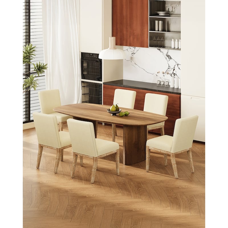 Multiple pieces of medieval-style dining chairs Wood Legs - Beige - Set of 6
