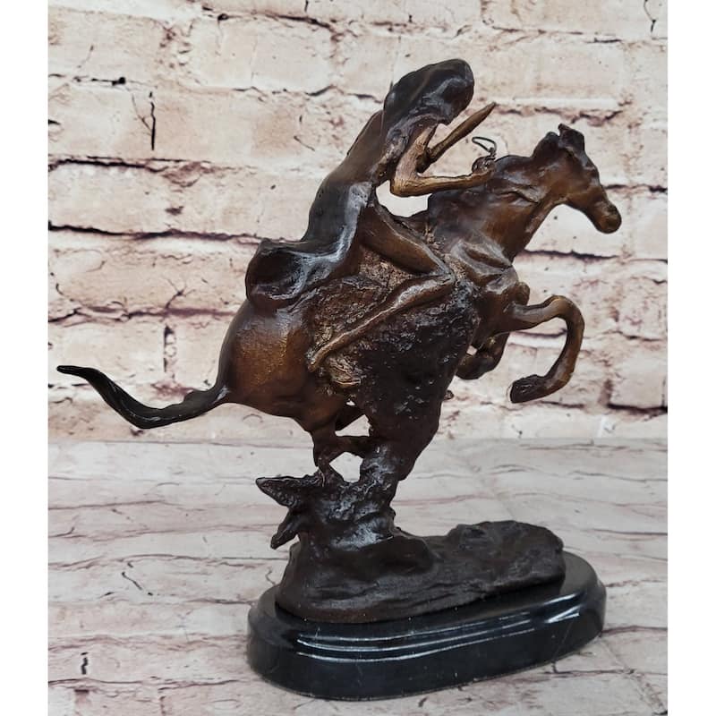 Cheyenne By Frederic Remington Native American Riding Horse Bronze Statue Sculpture 8 Inches X 10 Inches