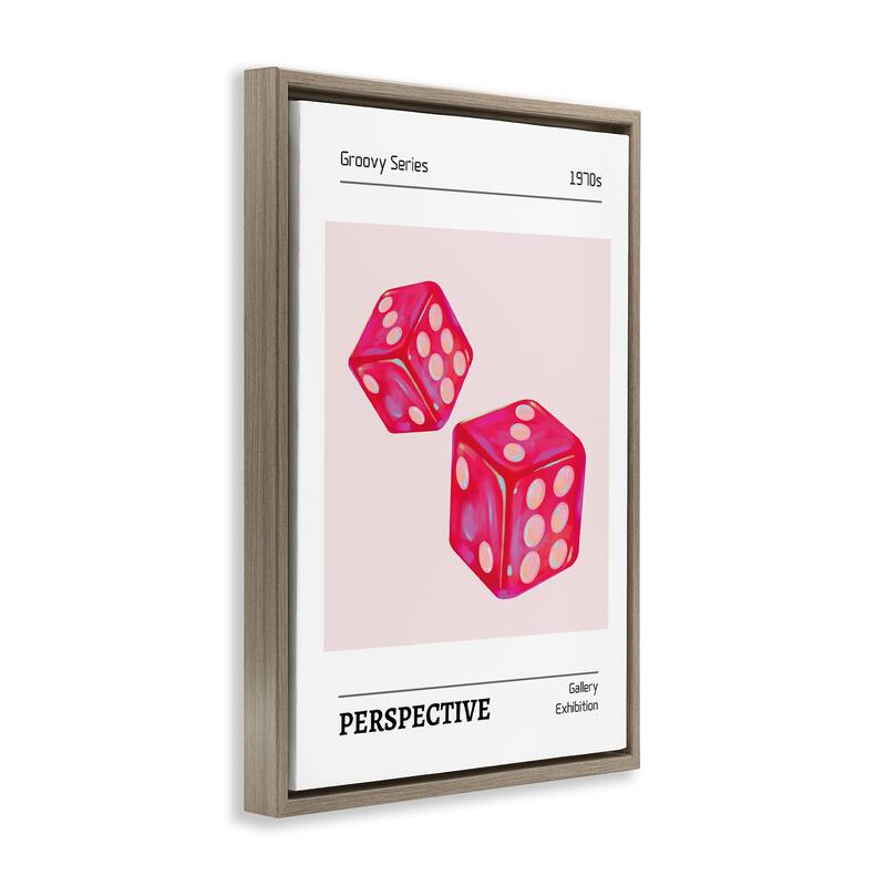 Stupell Pink Dice Pair Framed Floater Canvas Wall Art Design By LSR Design Studio