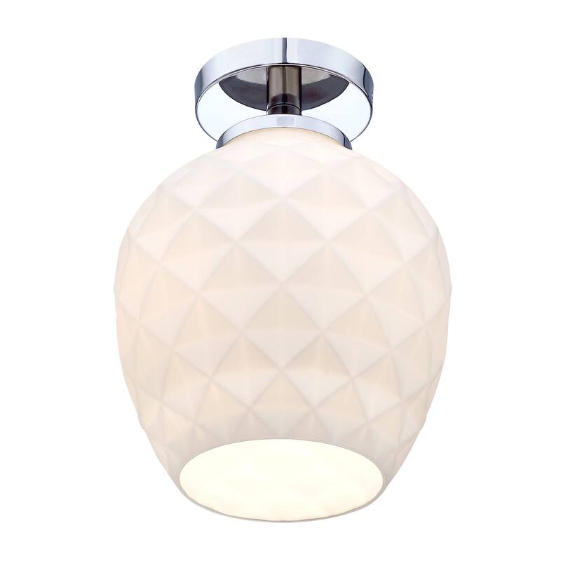 Dita 9 in. 1-Light Polised Nickel Modern Semi Flush Mount Light