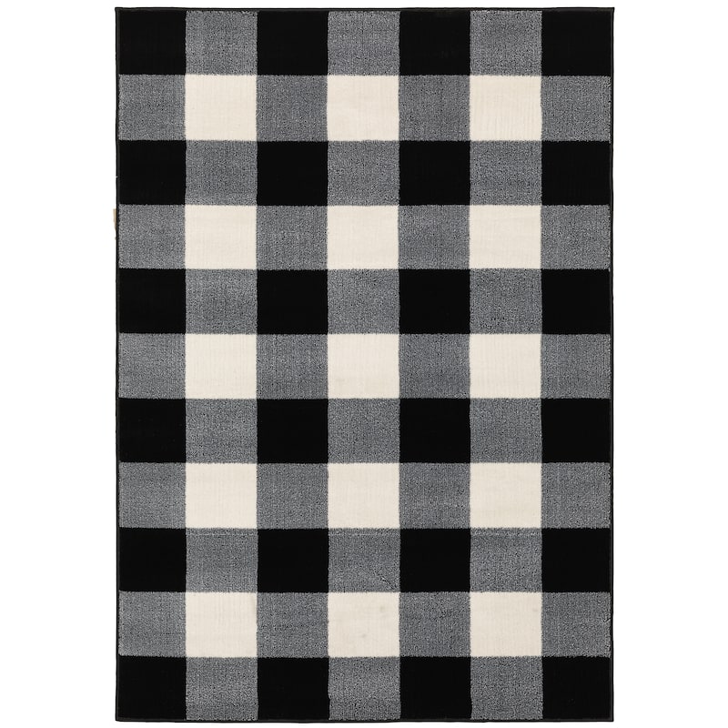 Dundee Black Ivory Geometric Casual Area Rug