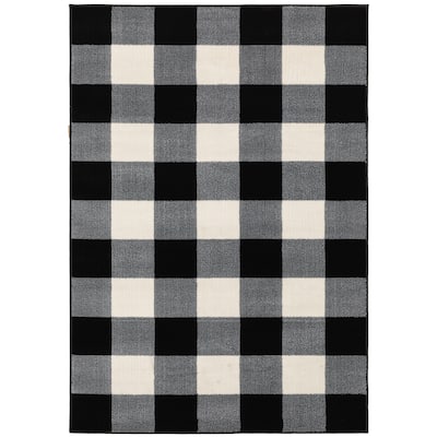 Dundee Black Ivory Geometric Casual Area Rug