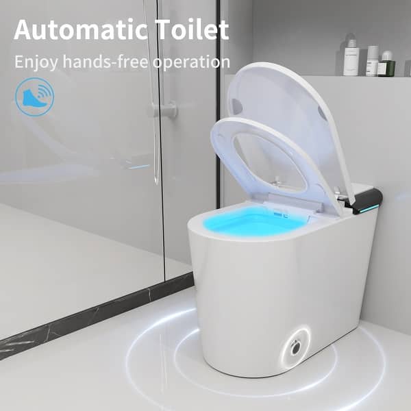 Smart Toilet with Heated Bidet Seat Auto Open/Close Lid, Warm 