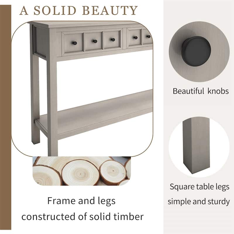 Merax 60" Long Console Table with Different Size Drawers and Bottom Shelf