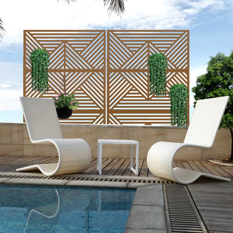 Metal Privacy Screen Wall Decoration Free Standing-6.3 ft. H X 4 ft. W
