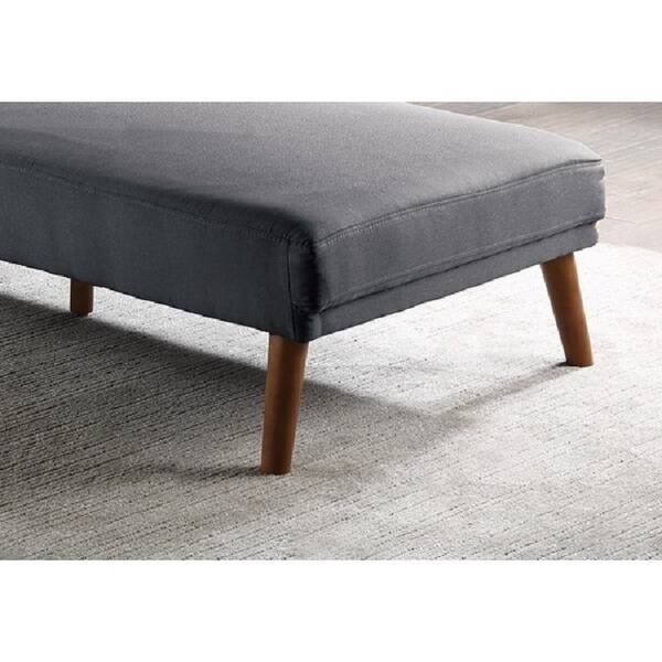 Blue Grey Polyfiber Adjustable Chaise Bed Living Room Solid wood Legs ...