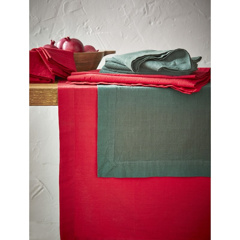 Threads Slub Runner - Dark Green Cotton Table Runner, 72" x 14.5", Machine Washable, Perfect for Spring Decor