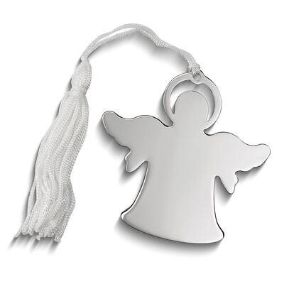 Curata Nickel-Plated White Tassel Engraveable Angel Ornament